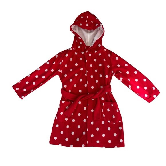 Carter’s Red White Polka Dots Fleece Robe Belted Hooded Girls 2T-3T - Picture 1 of 3